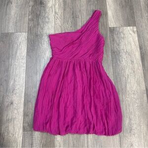 Theory One Shoulder Dress in Fuchsia